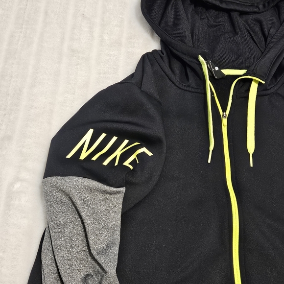 Nike Dri Fit Black, Grey, Neon Green Zipup Sweater - Picture 3 of 14
